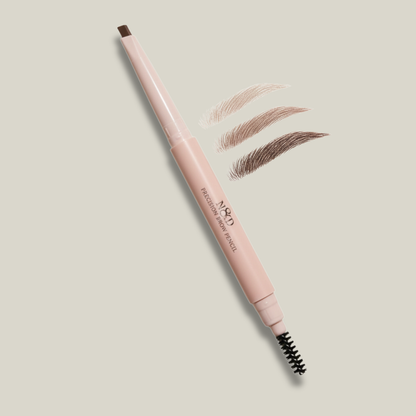 N8KD Precision Brow Pencil in Brown featuring an ultra-fine angled tip and built-in spoolie, designed for clean, hair-like brow definition with a smooth, long-wear formula.