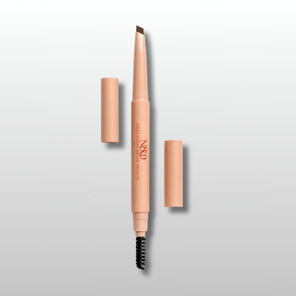 N8KD Precision Brow Pencil in Brown featuring an ultra-fine angled tip and built-in spoolie, designed for clean, hair-like brow definition with a smooth, long-wear formula.